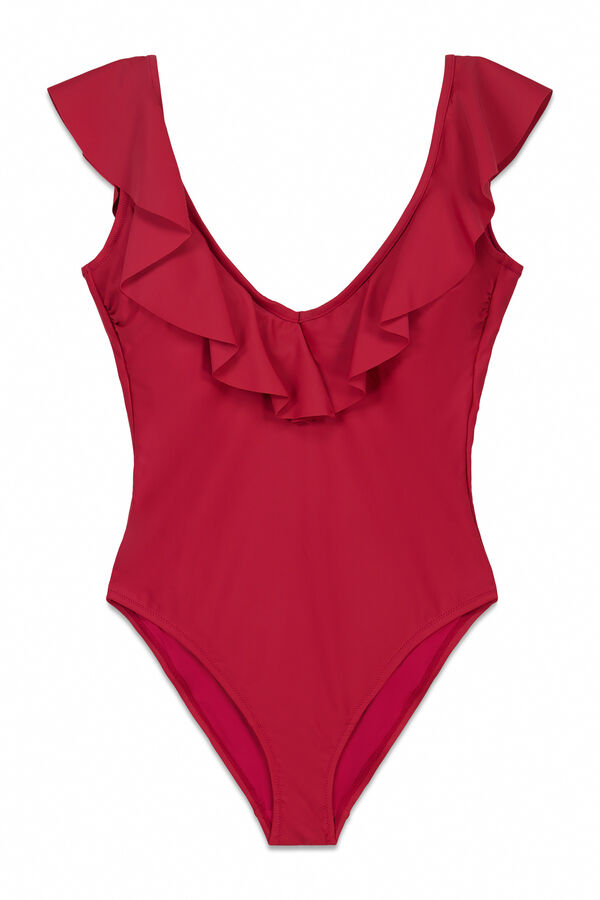 Cortefiel Mai&ocirc; shapewear/moldador com babados Vermelho