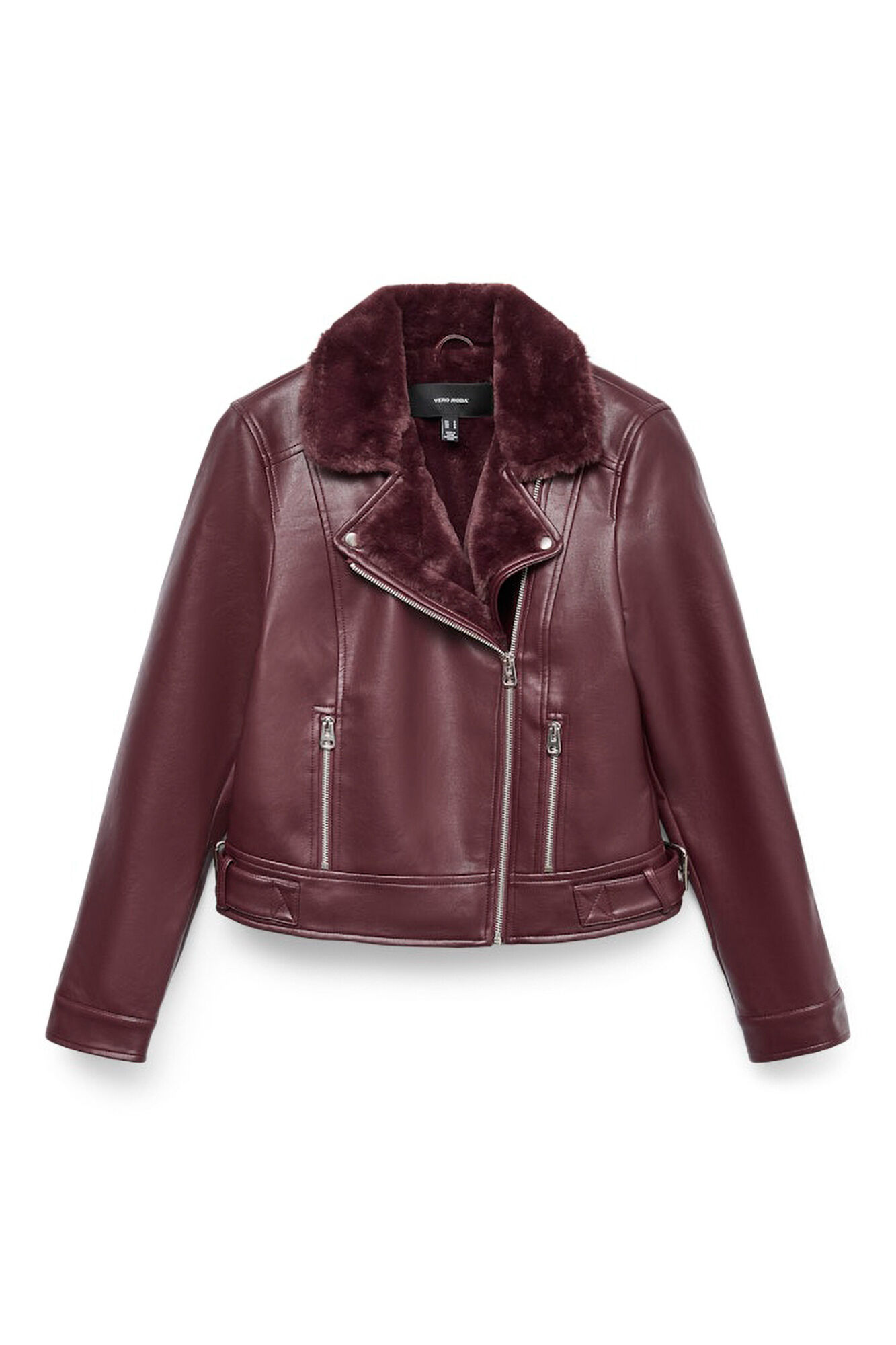 Vero Moda Blus&atilde;o curta com efeito de couro