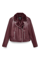 Vero Moda Blus&atilde;o curta com efeito de couro Roxo