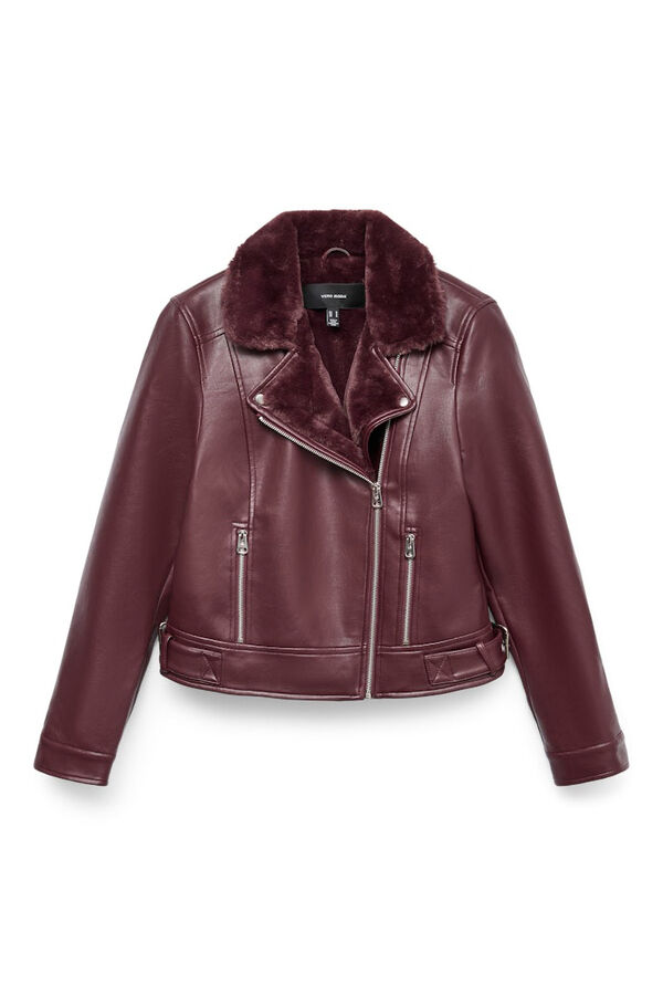 Vero Moda Blus&atilde;o curta com efeito de couro Roxo