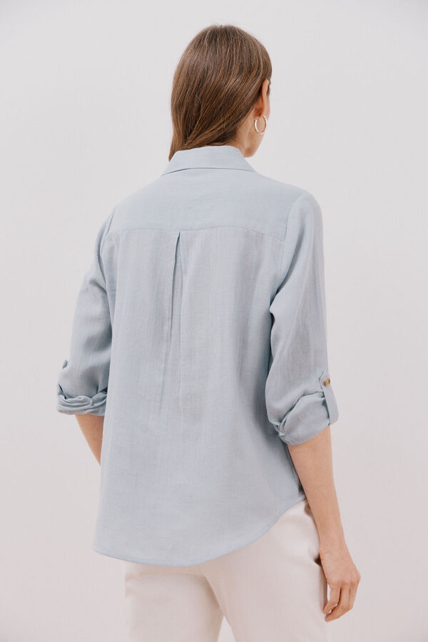 Cortefiel Camisa algod&oacute;n estampada Azul