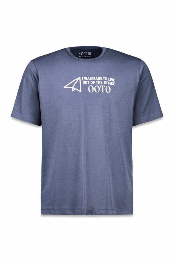 OOTO Camiseta gr&aacute;fica lavada Azul