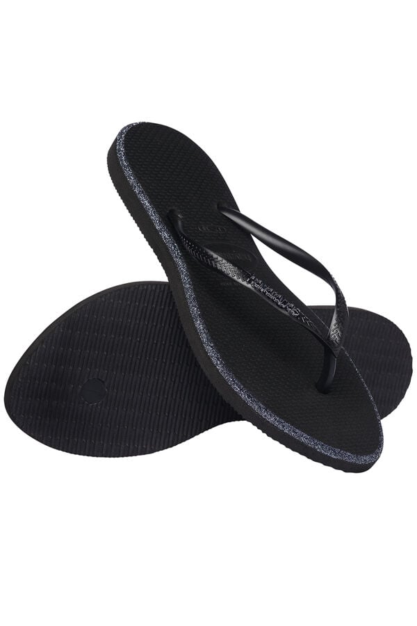 Havaianas Sand&aacute;lias Slim Point Glitter Preto