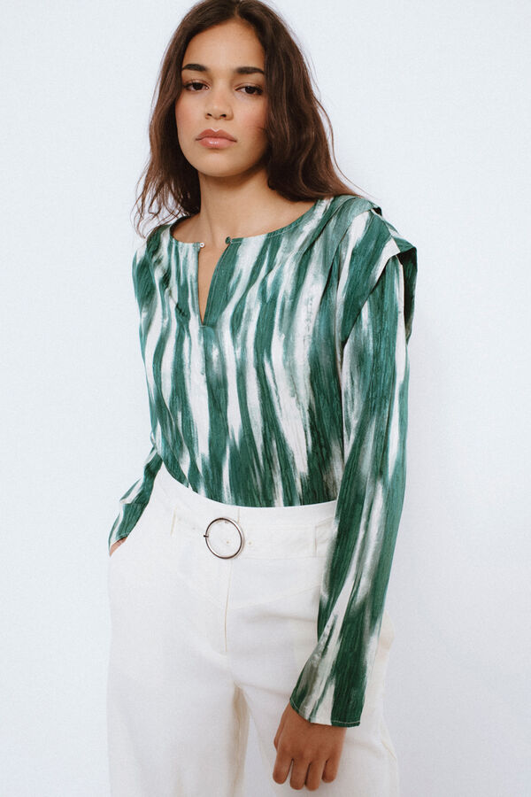 Vila Blusa manga comprida estampada Cinzento