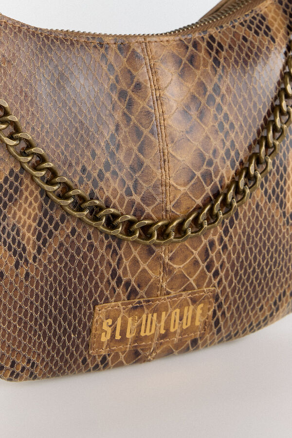 Slowlove Bolso serpiente tachuelas Estampado marr&oacute;n