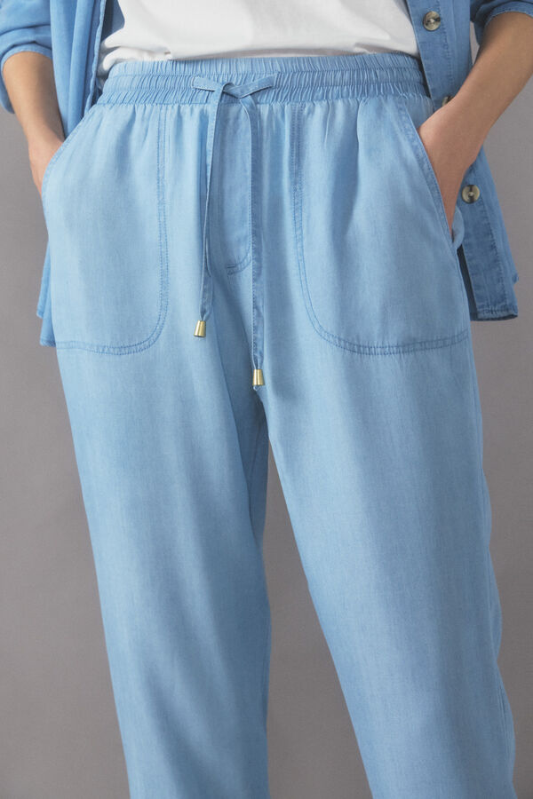 Cortefiel Pantal&oacute;n fluido 100% tencel Azul oscuro