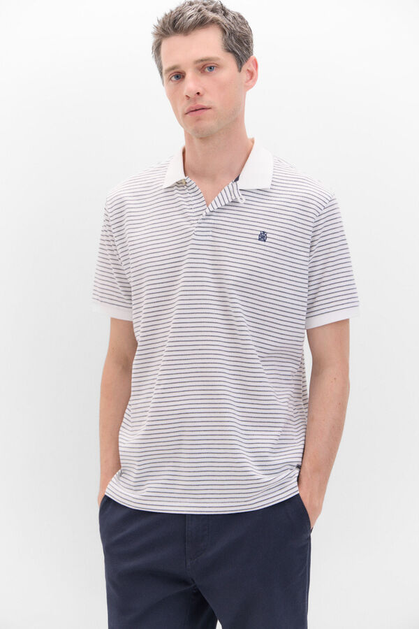 Cortefiel Polo estrutura piquei de raias  Branco