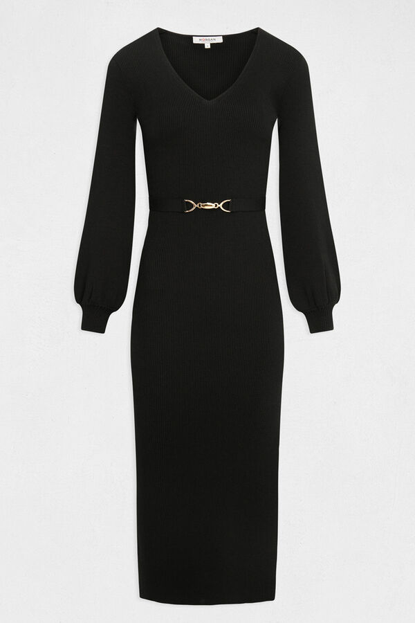 Morgan Vestido de punto largo ajustado Negro