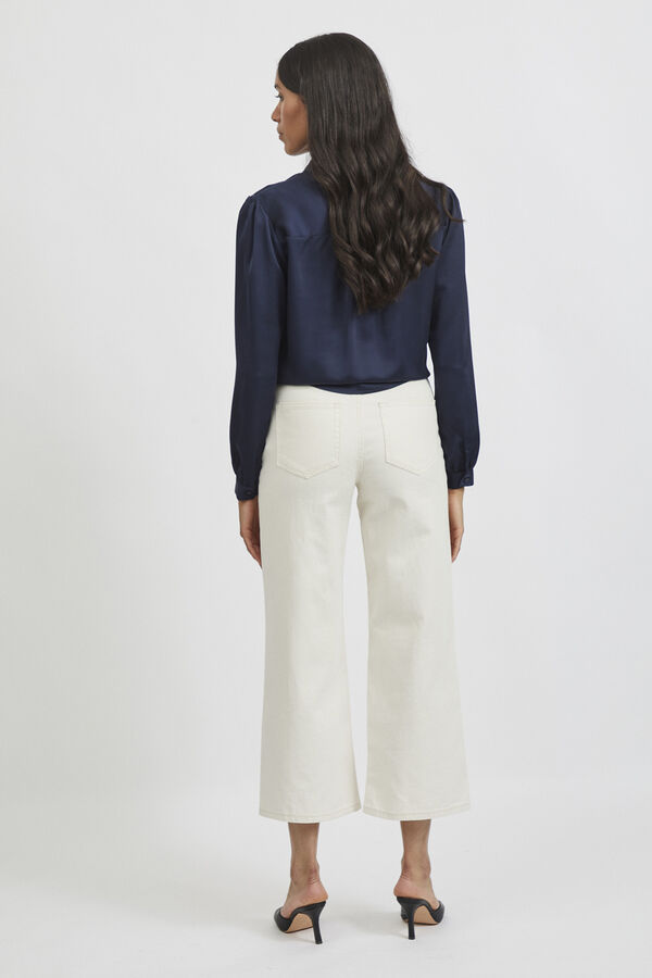 Vila Camisa fluida satinada Azul marino