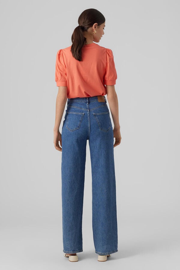 Vero Moda Top de algod&oacute;n manga abullonada Rojo