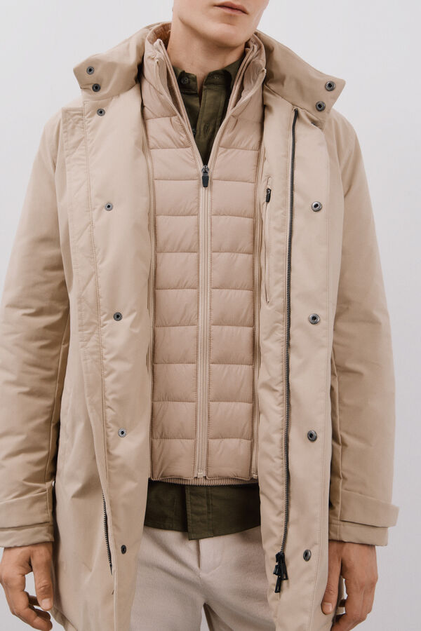 Cortefiel Impermeable con desmontable Beige