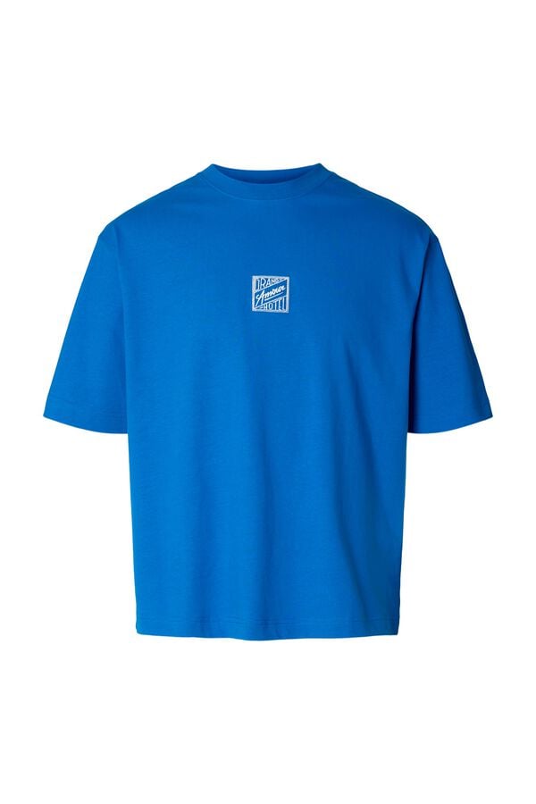Selected T-shirt de manga curta Azul