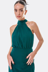 Cupl&eacute; Vestido em gaze com decote halter Verde