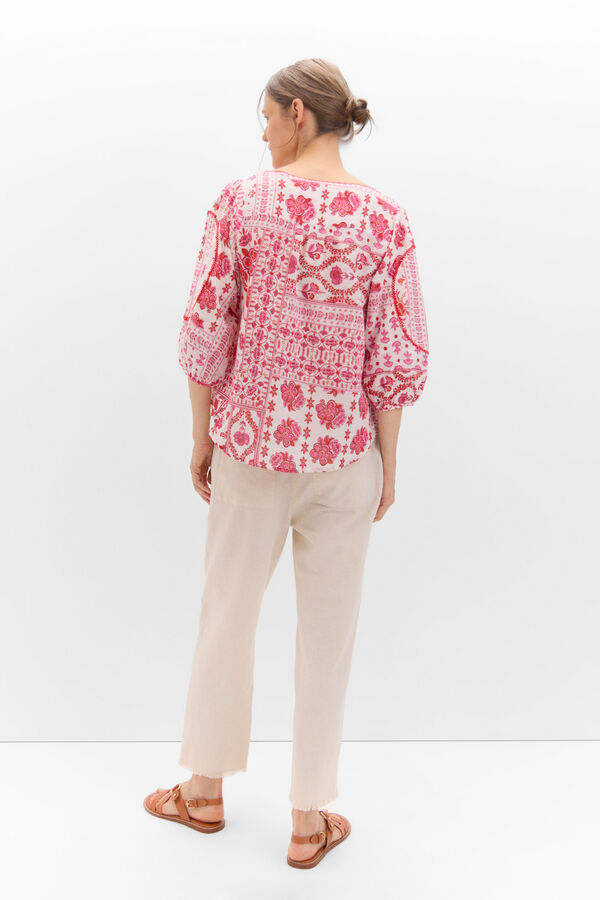 Cortefiel Blusa bordado a contraste Multicolor