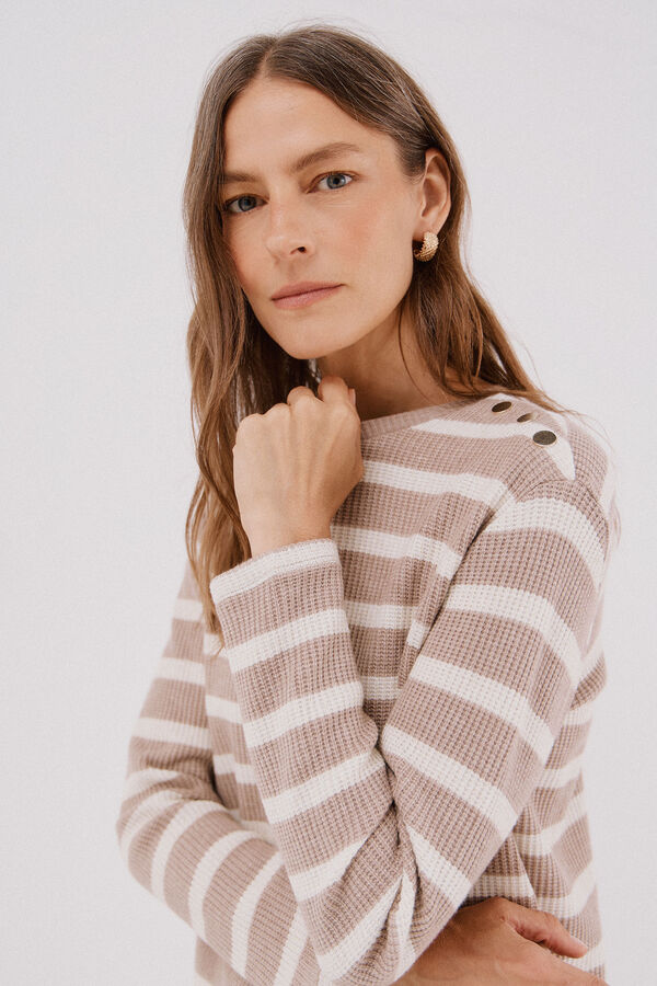 Cortefiel Sweatshirt estruturado riscas Tostado