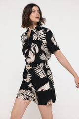 Vero Moda Camisa de manga curta com gola de lapela Preto