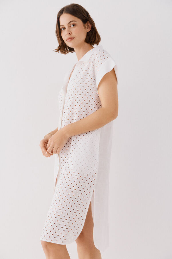 Cortefiel Caft&aacute;n camisa largo Blanco