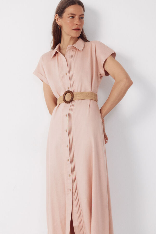 Cortefiel Vestido lino Rosa