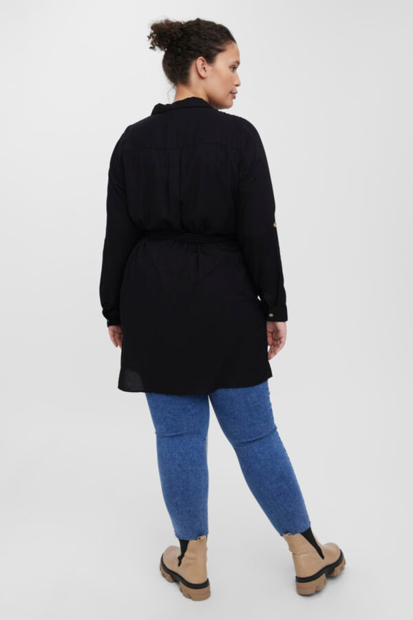 Vero Moda Curve Vestido curto camiseiro cintura subida Preto