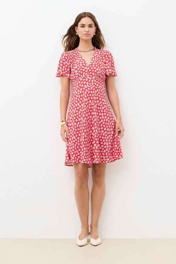 Caroll Vestido curto com estampado floral Multicolorido