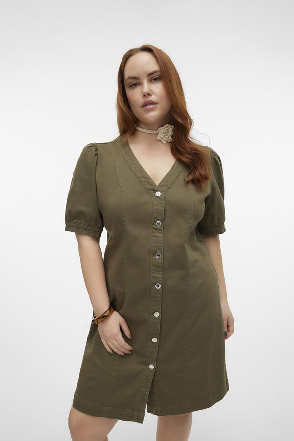 Vero Moda Curve Vestido corto denim talla grande Kaki