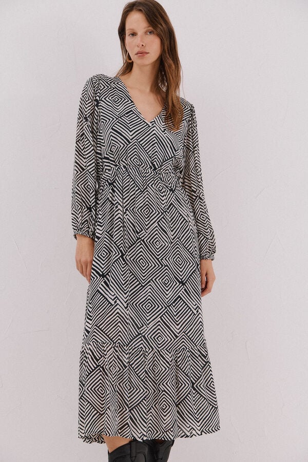 Cortefiel Vestido estampado Estampado blanco