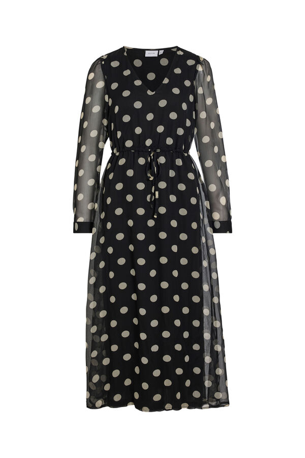 Vila Vestido midi bolinhas Preto