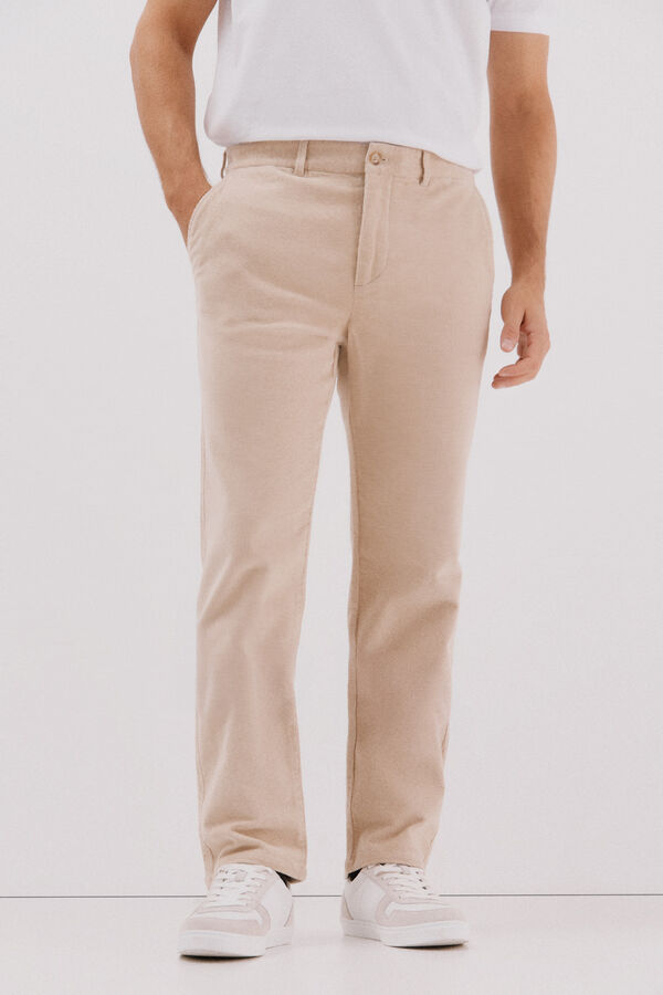 Cortefiel Pantal&oacute;n chino pana Beige