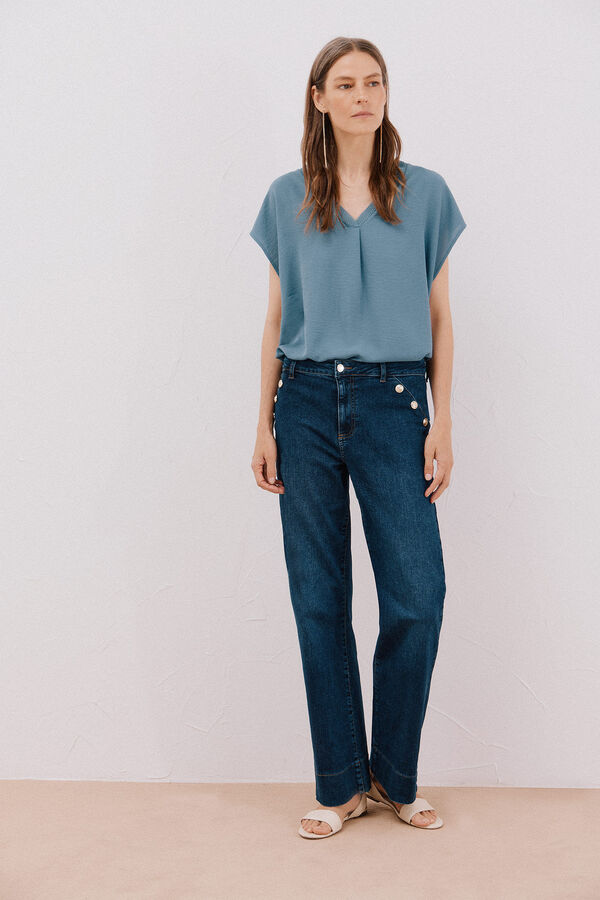Cortefiel Pantalones buttons Azul