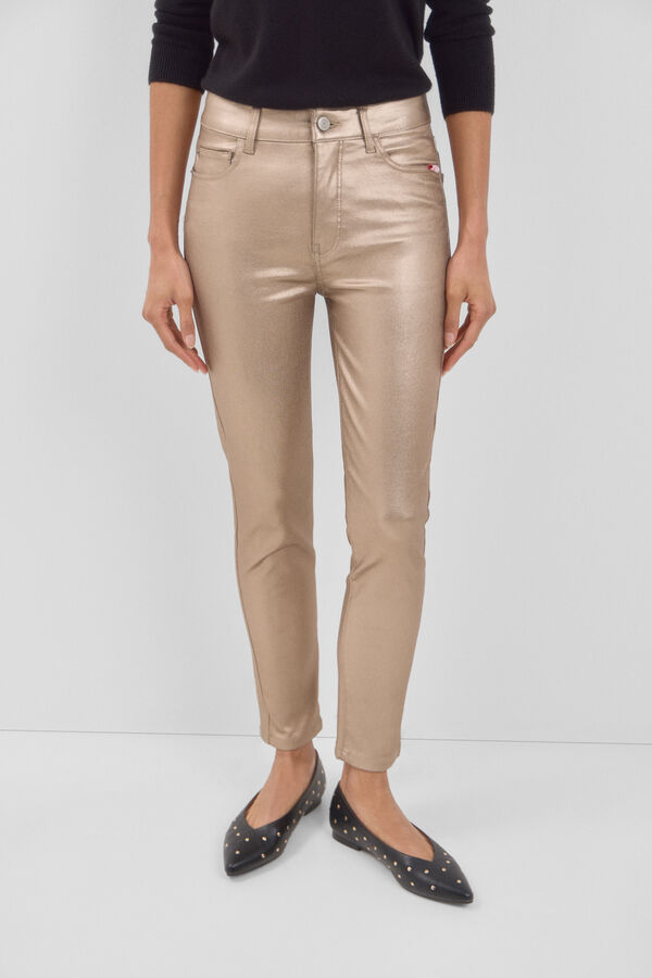 Cortefiel Cal&ccedil;as Sensational Resinados Dourado