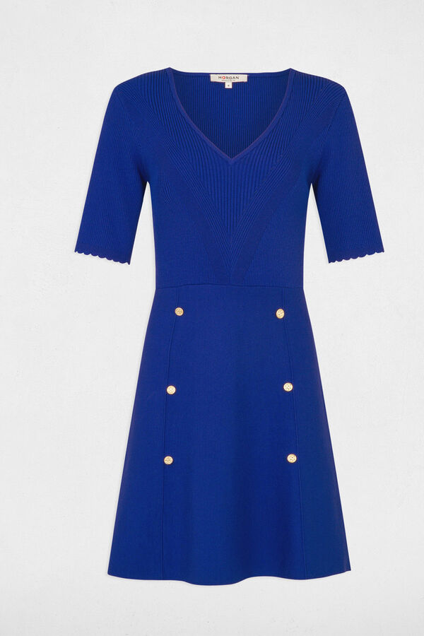 Morgan Vestido punto corto evas&eacute; Azul oscuro