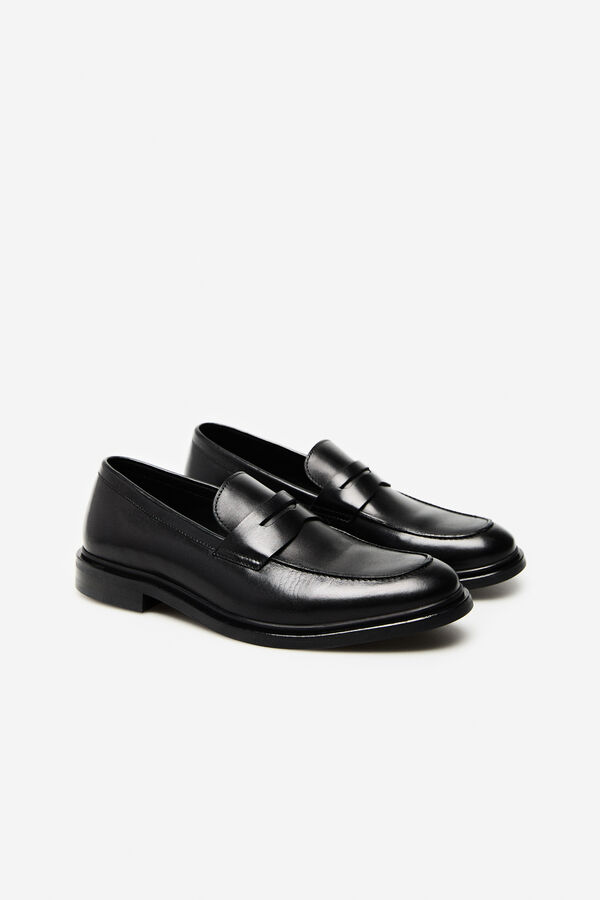 Cortefiel Mocasin vestir piel Negro