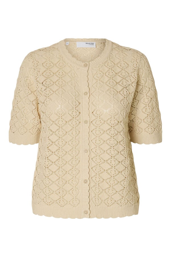 Selected Femme Cardigan de malha de manga manga curta Cinzento