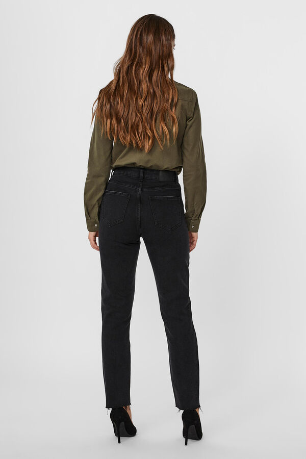 Vero Moda Vaquero recto tiro alto Negro