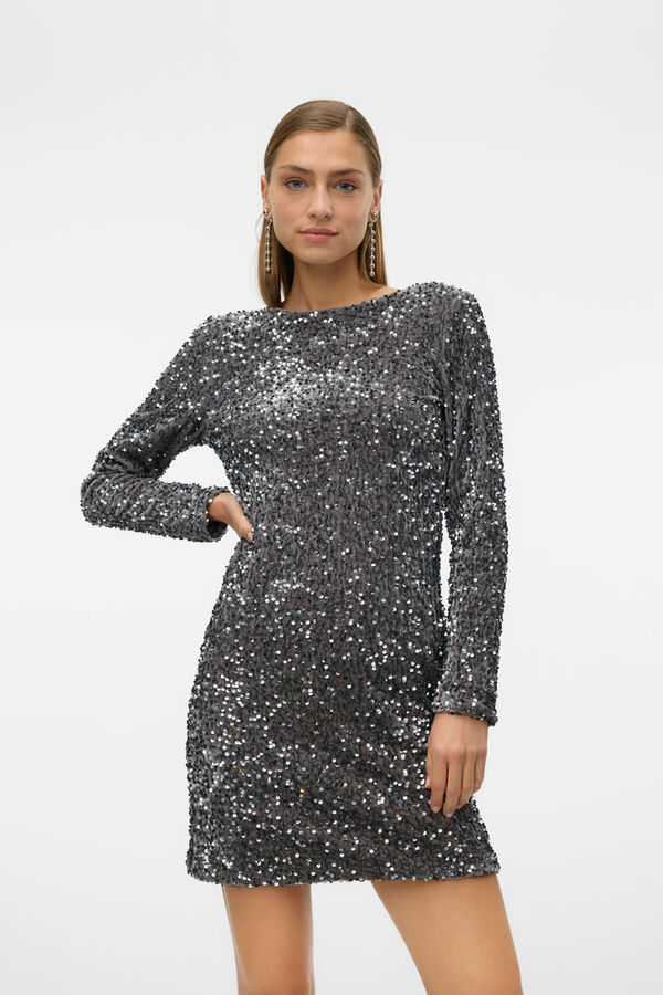 Vero Moda Vestido curto lantejoulas Cinzento