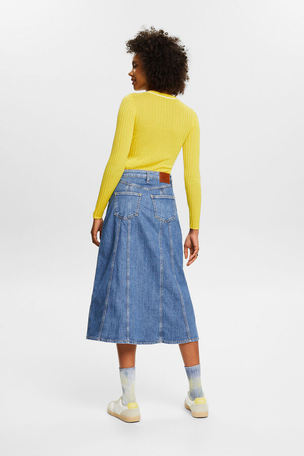 Esprit Falda vaquera midi botonadura frontal Azul