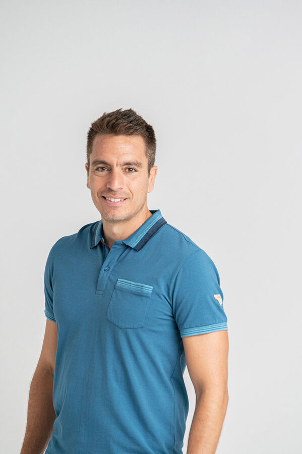 Privata Manga curta 100% algod&atilde;o Azul