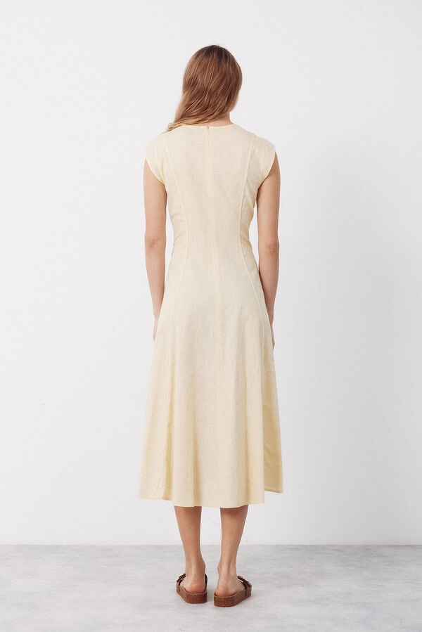 Cortefiel Vestido contrastante Amarelo