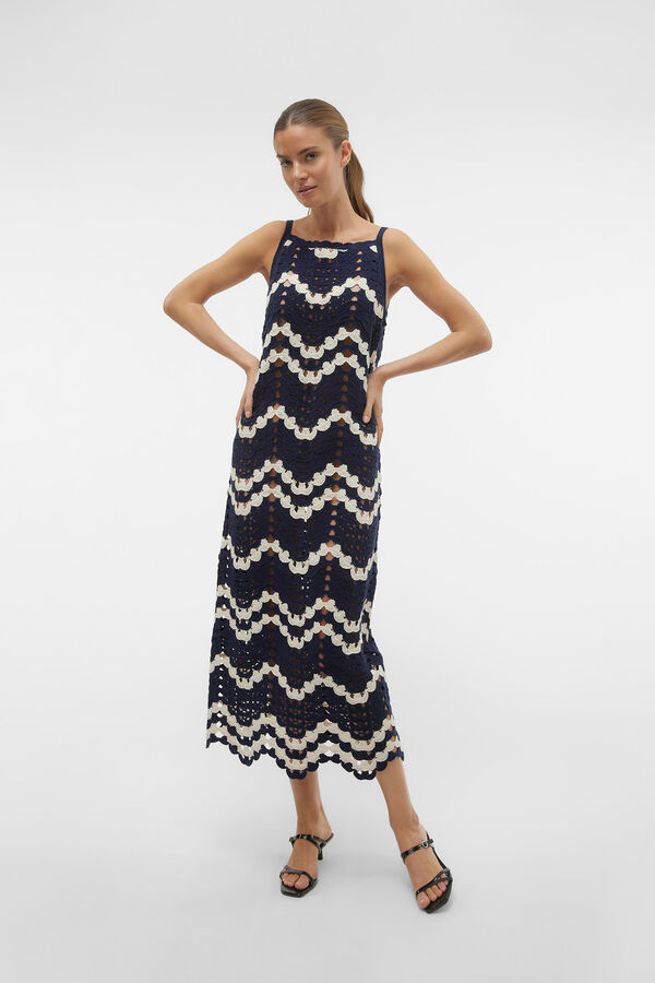 Vero Moda Vestido largo de crochet Azul marino
