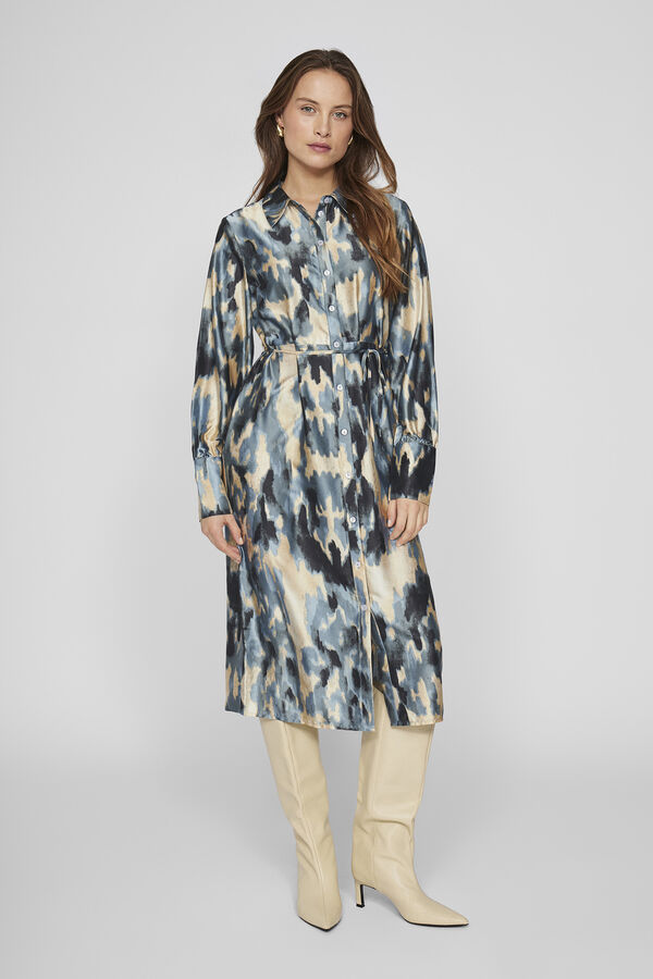 Vila Vestido midi satinado Gris