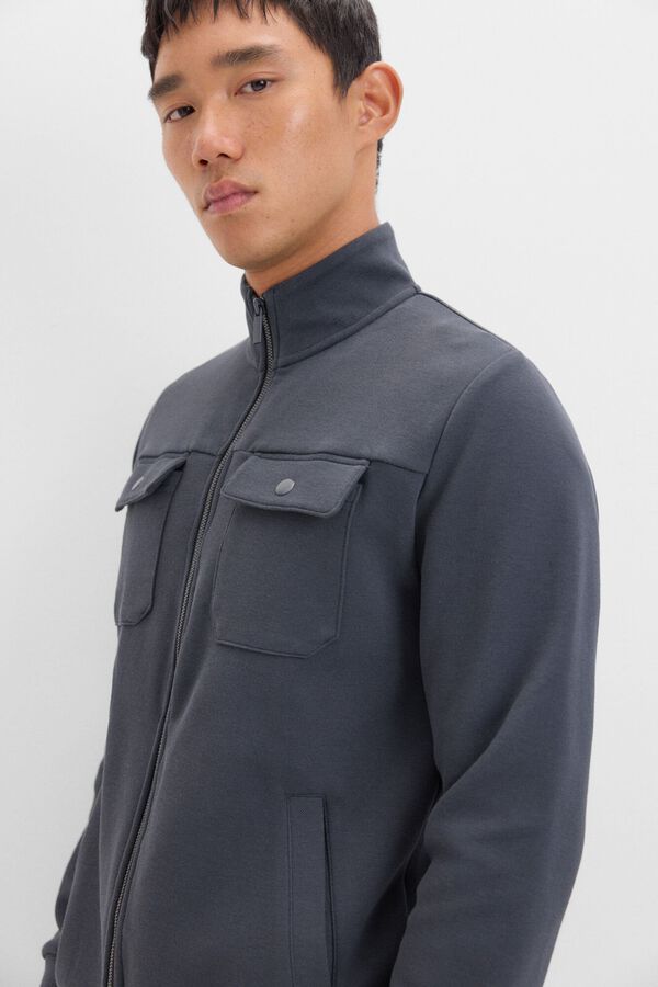 Cortefiel Cardig&atilde; em tecido piqu&eacute; Cinzento