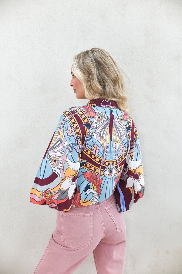 Jaase Blusa com la&ccedil;ada Multicolorido