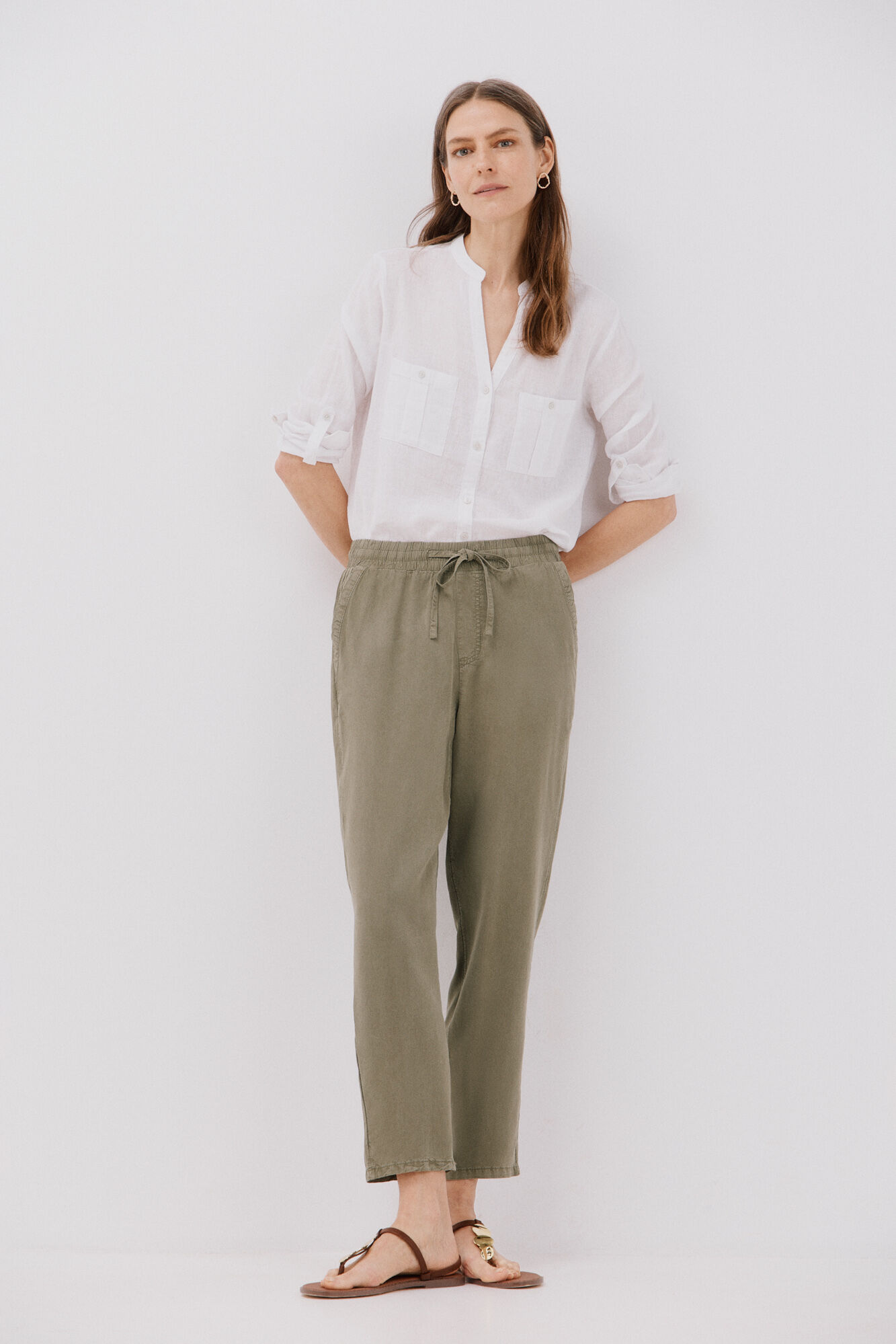 Cortefiel Pantalones fluidos tencel
