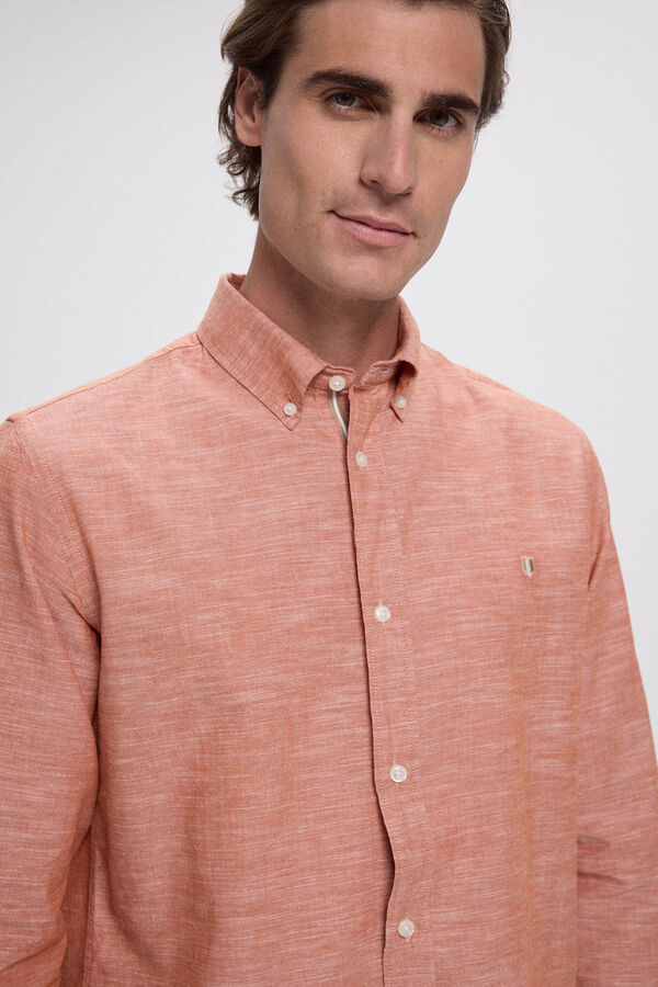 Jack & Jones Camisa regular fit com linho Laranja