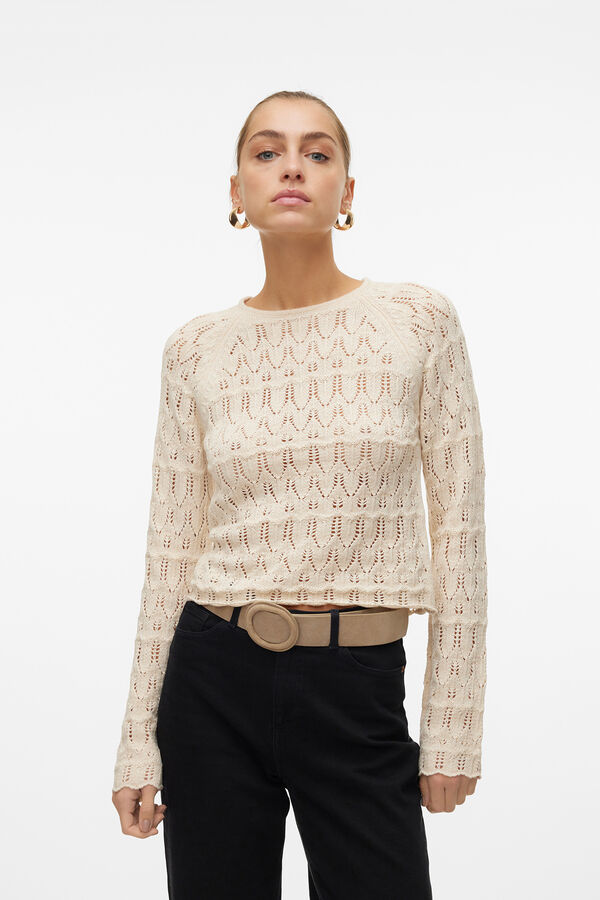 Vero Moda Camiseta de punto calado manga larga Tostado