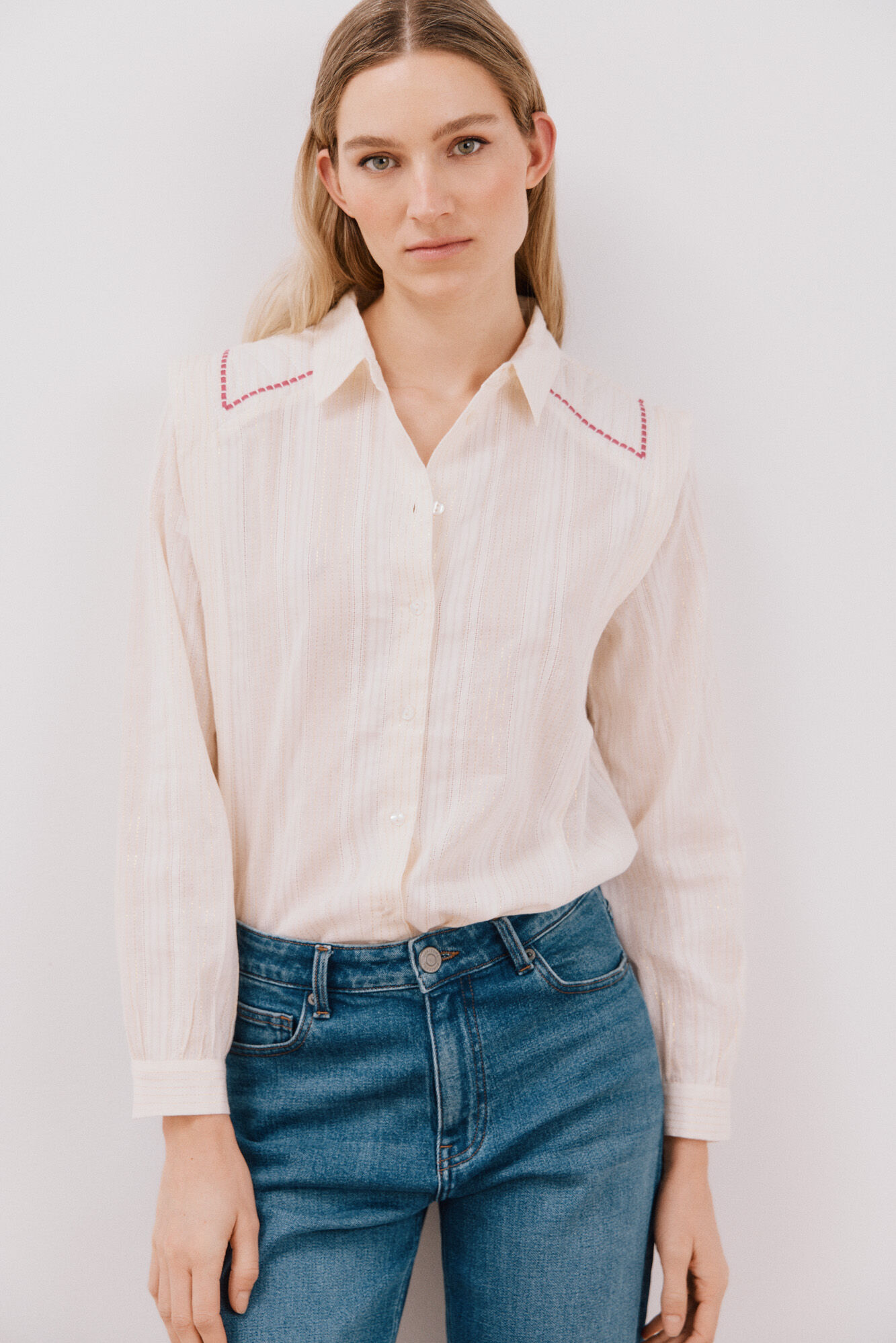 Cortefiel Camisa de algod&oacute;n detalle bordado