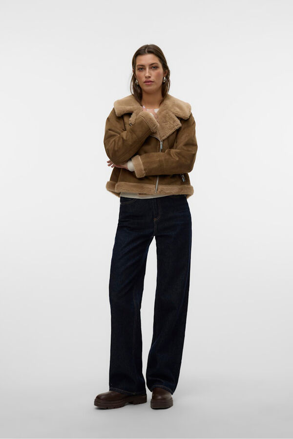Vero Moda Blus&atilde;o de veludo com fecho-&eacute;clair para mulher Castanho