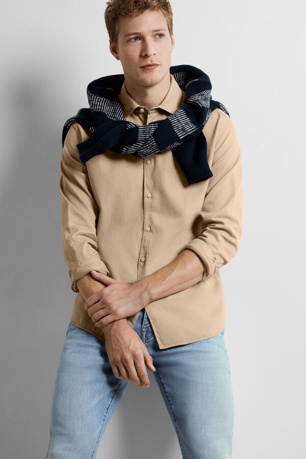 Selected Camisa de manga comprida confecionada com algodão orgânico Cinzento