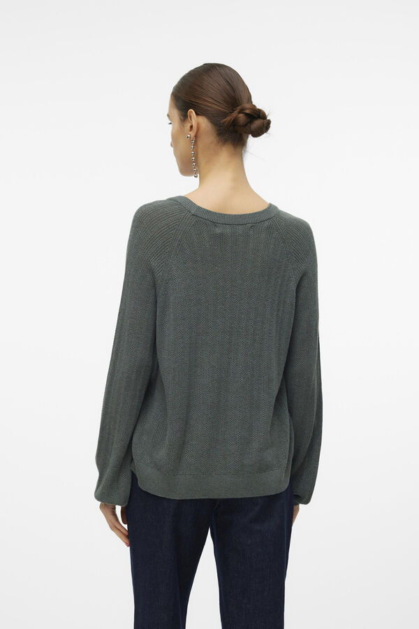 Vero Moda Jersey de punto fino de manga larga Verde oscuro