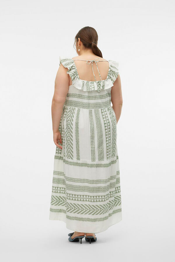 Vero Moda Curve Vestido midi al&ccedil;a grossa tamanho grande  Branco